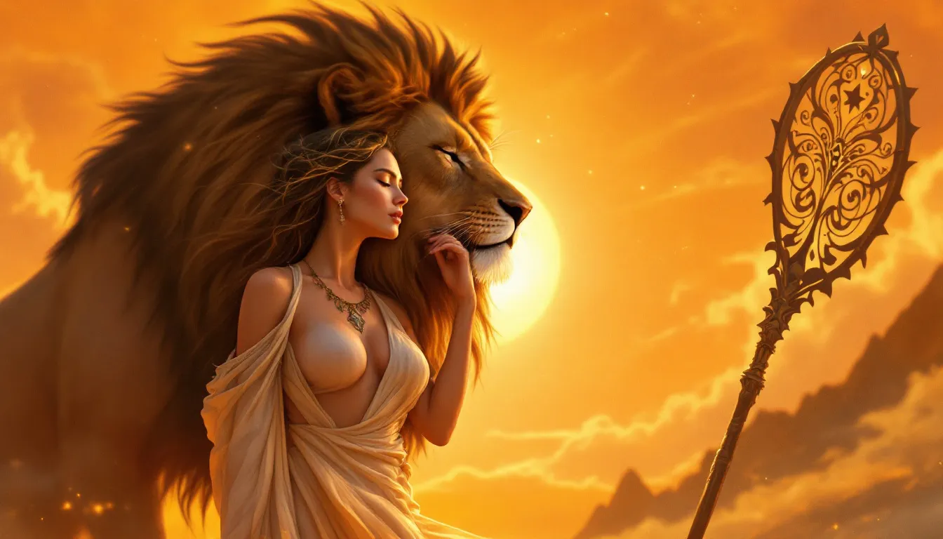 An artistic representation of the spiritual significance of the Strength tarot card, illustrating its connection to personal growth.