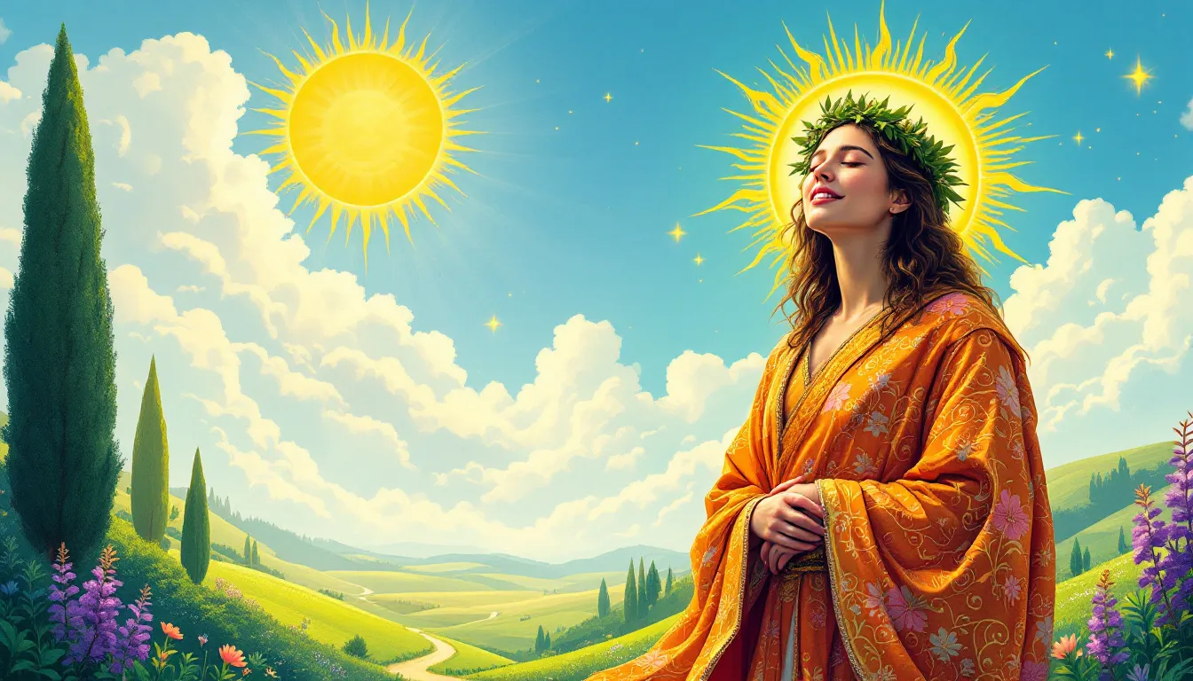 An illustration representing the spiritual significance of the sun tarot card.