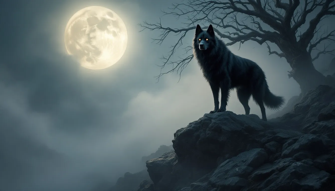 Spiritual meaning of black animals in dreams, featuring a mystical black dog.