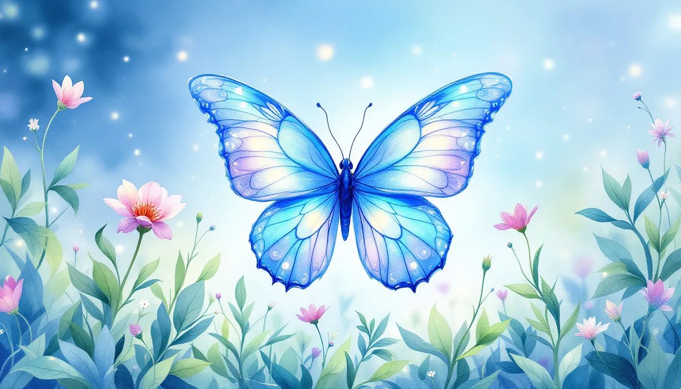 A blue butterfly symbolizing joy and mental health.