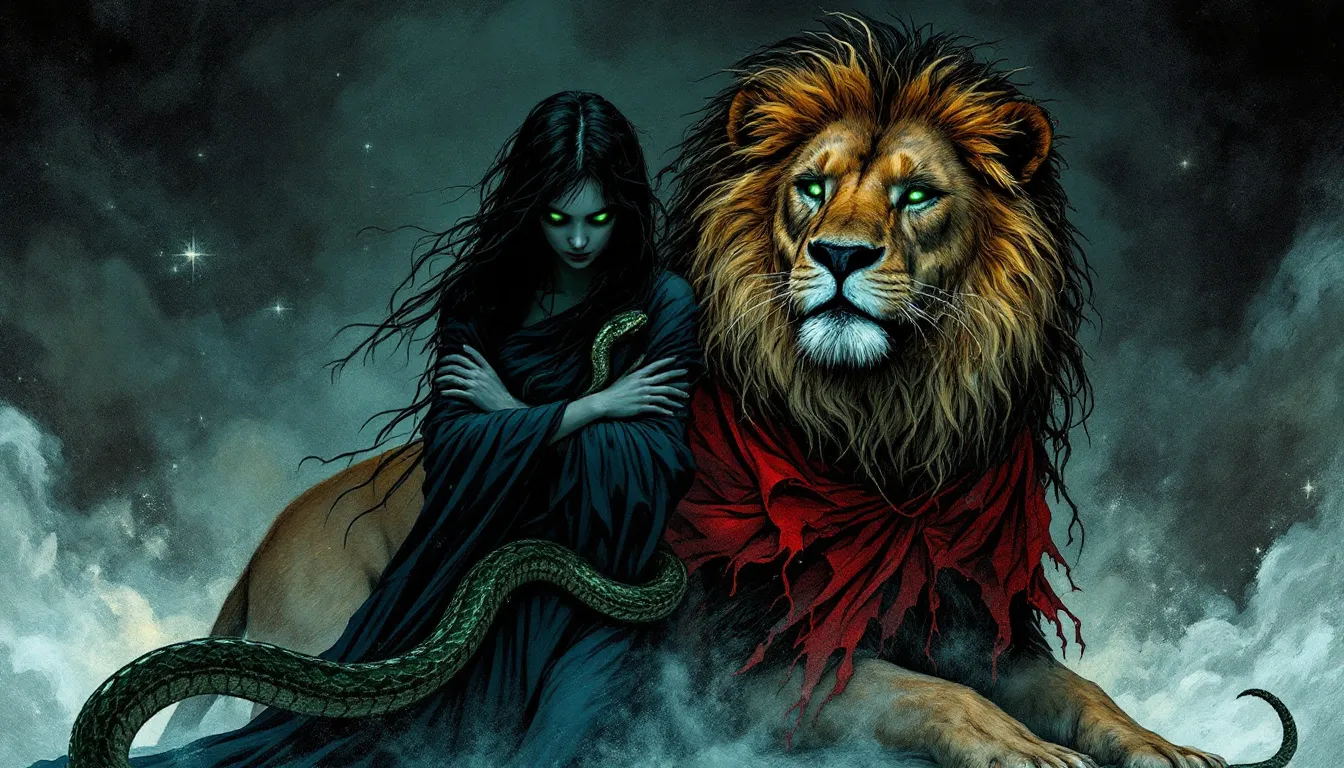 A visual representation of the reversed Strength tarot card, indicating challenges and self-doubt.
