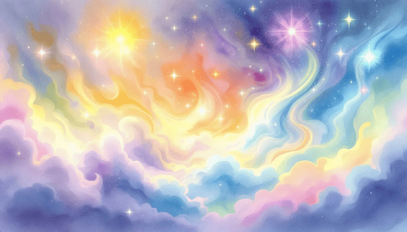 An illustration depicting various aura colors and their meanings.