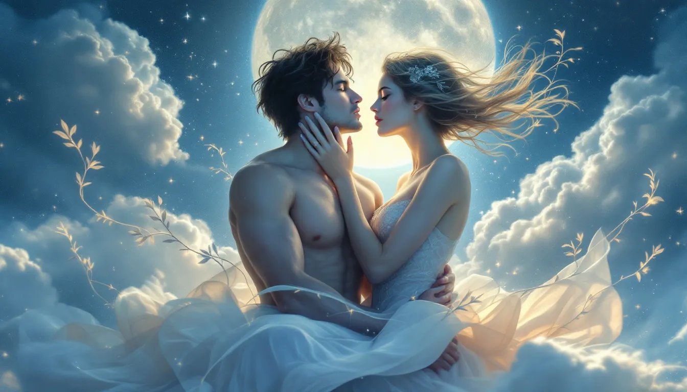 An artistic representation of the Lovers Tarot card, showcasing the themes of love and relationships.