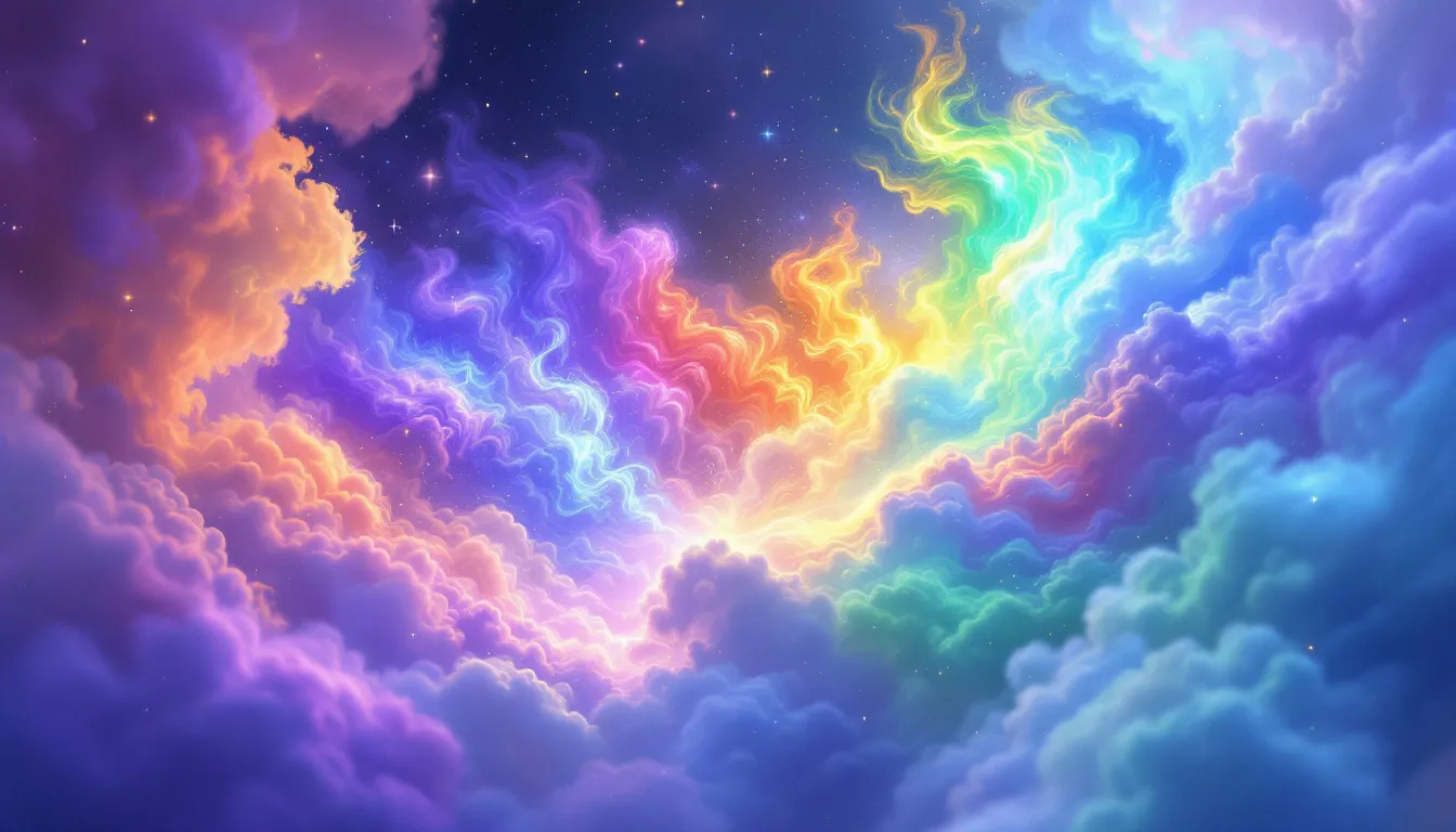 A visual representation of different personality traits associated with rainbow auras.
