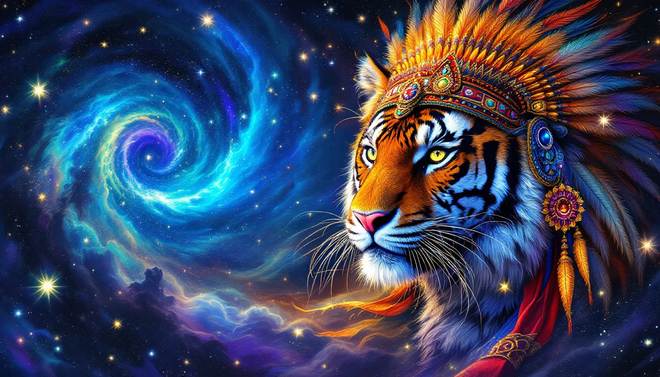A collage of cultural symbols depicting the significance of tigers in different cultures.