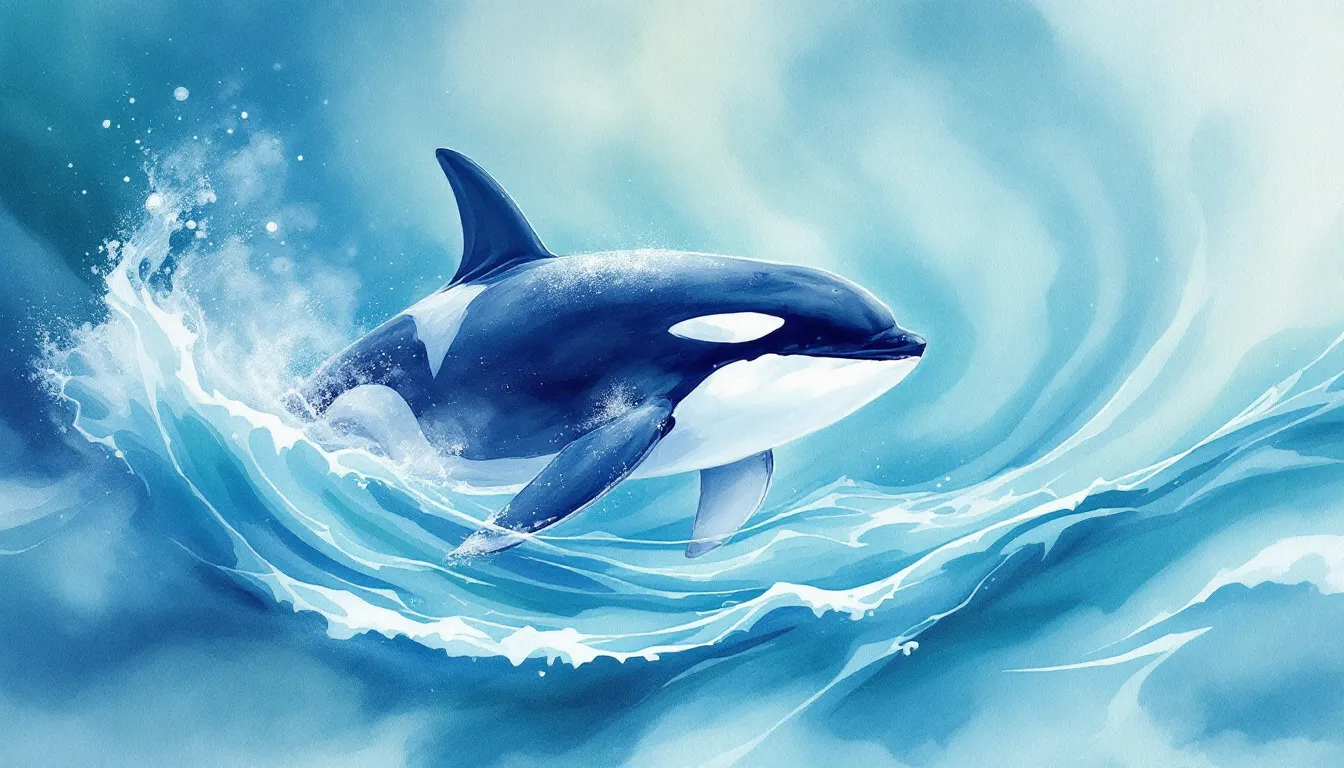 A majestic orca swimming gracefully in the ocean, representing orca dream interpretation.