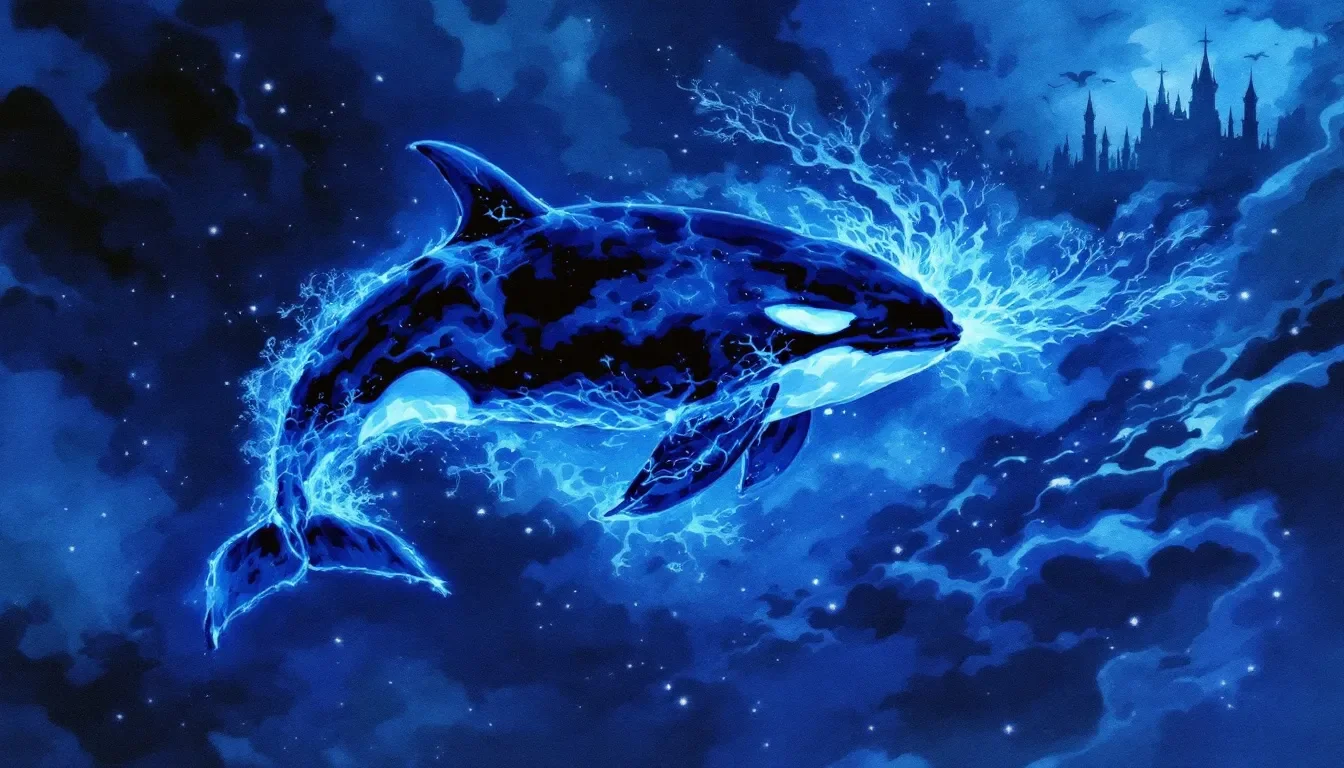 A shadowy image of an orca, representing the darker aspects of orca dreams.