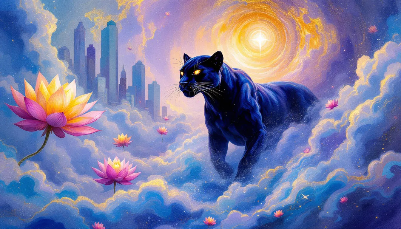An artistic representation of spiritual significance in black panther dreams.
