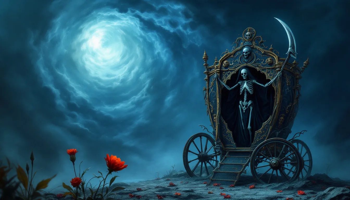 An illustration of the Death Tarot card, symbolizing transformation and change.