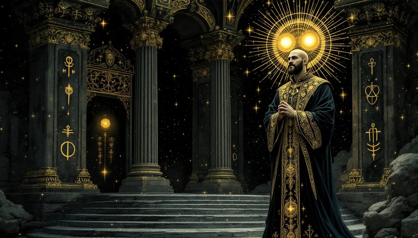 Symbolic elements of the Hierophant tarot card.