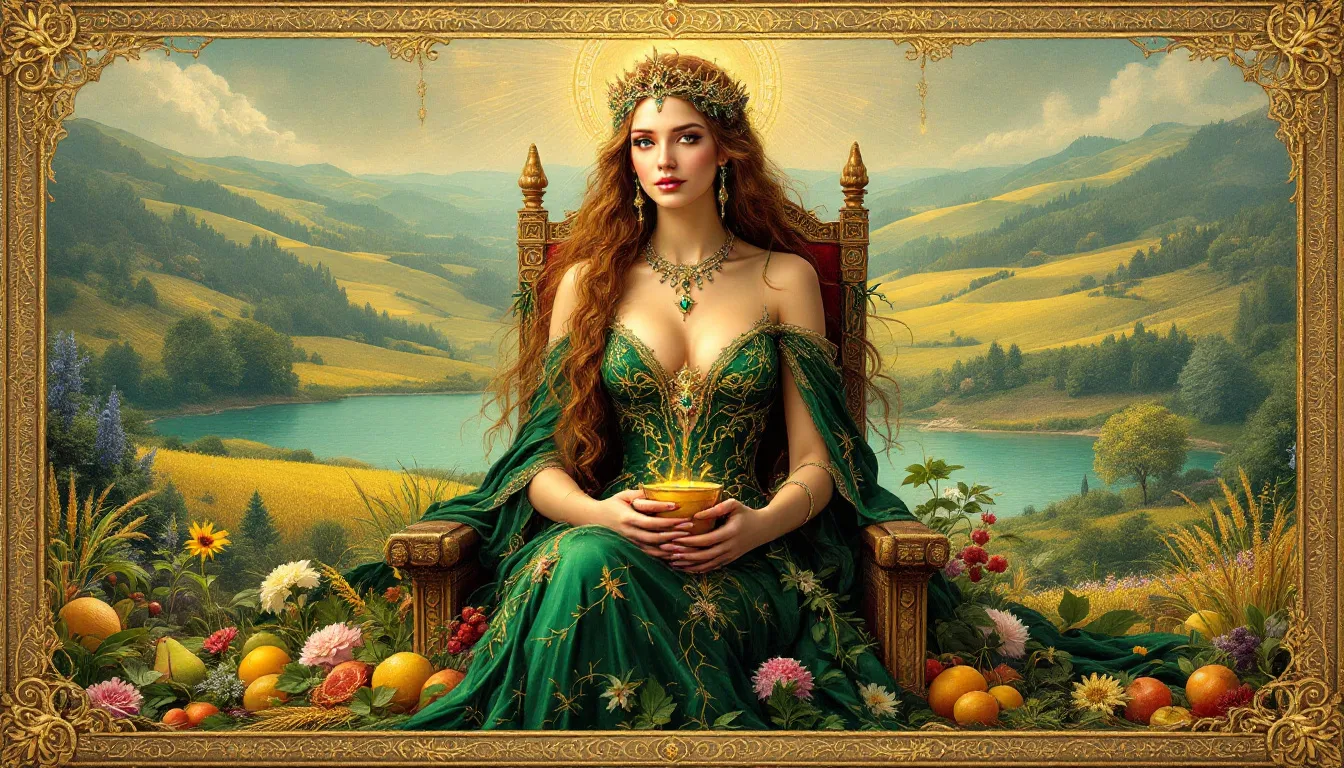 The empress tarot card representing fertility and motherhood.