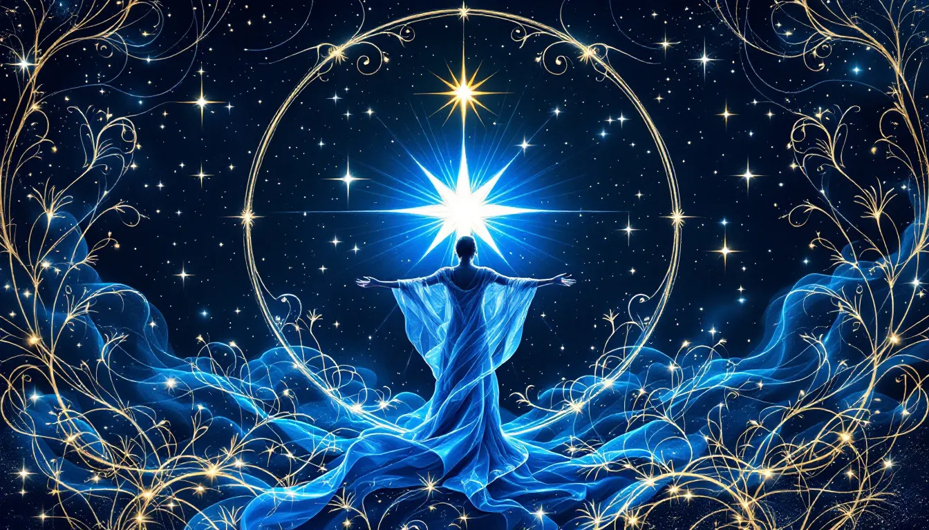 A symbolic depiction of the spiritual significance of the Star card in tarot.