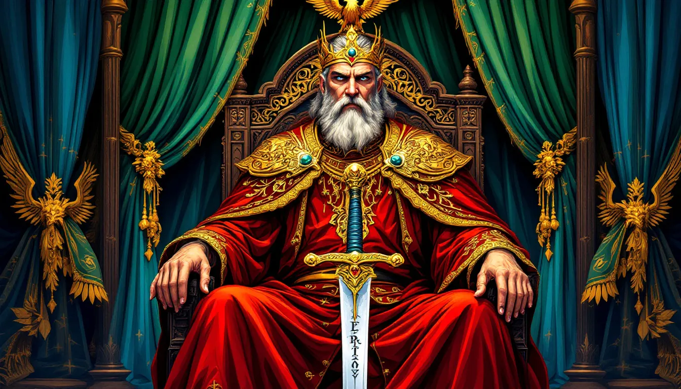 An illustration of the Emperor tarot card, showcasing its regal imagery.