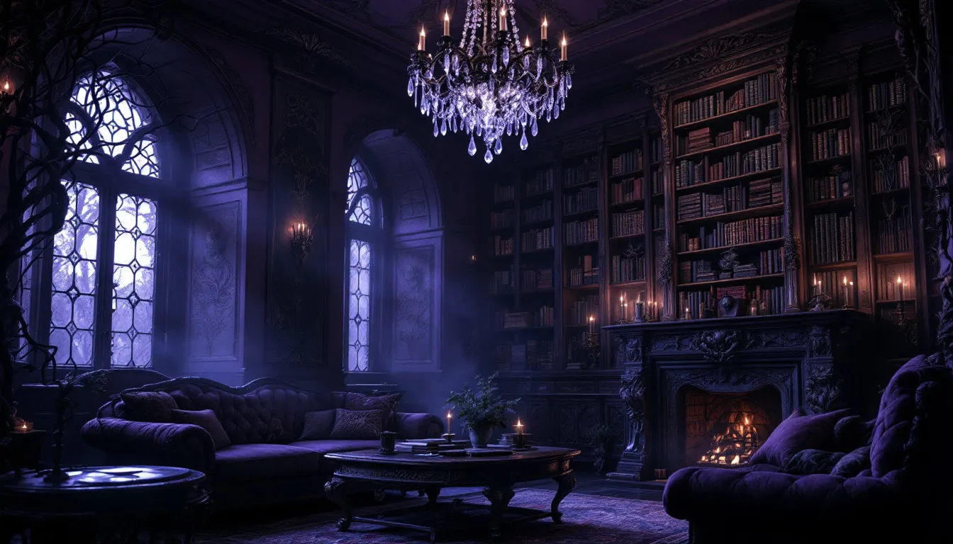 A beautifully arranged living space featuring black crystals.