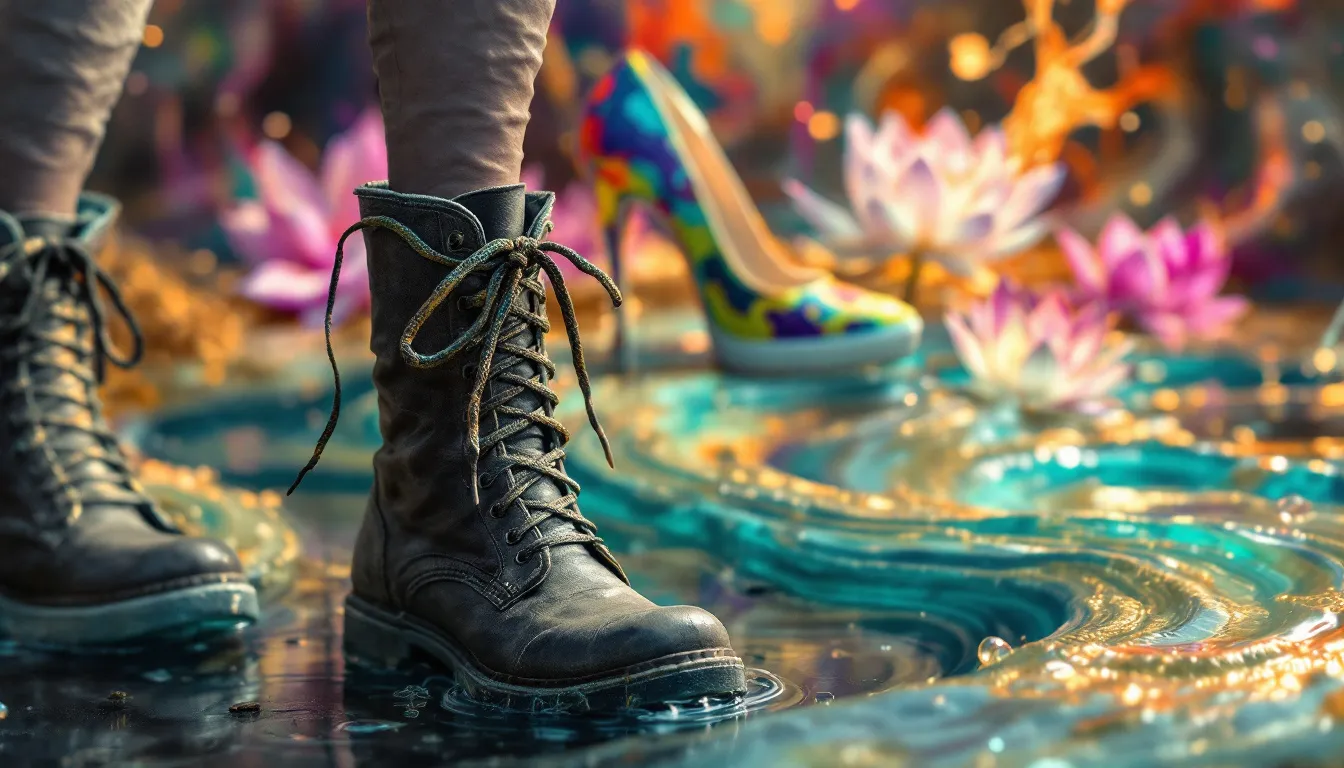 Different types of shoes worn in dreams.